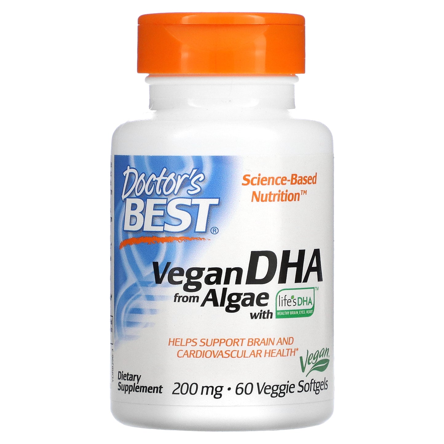 Doctor's Best Vegan DHA from Algae with Life's DHA, 200 mg, 60 Veggie Softgels