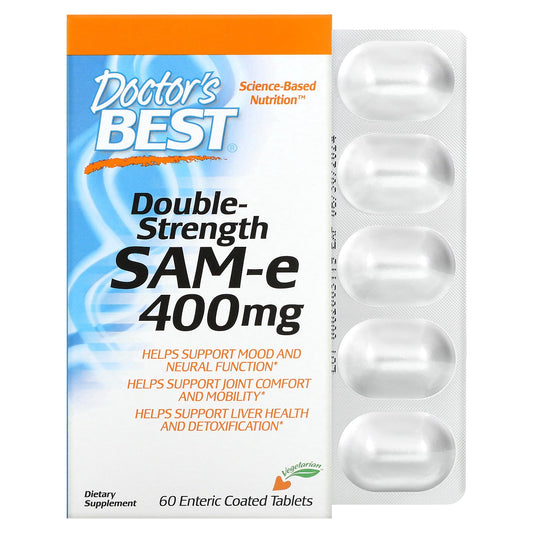 Doctor's Best SAM-e, Double-Strength, 400 mg, 60 Enteric Coated Tablets