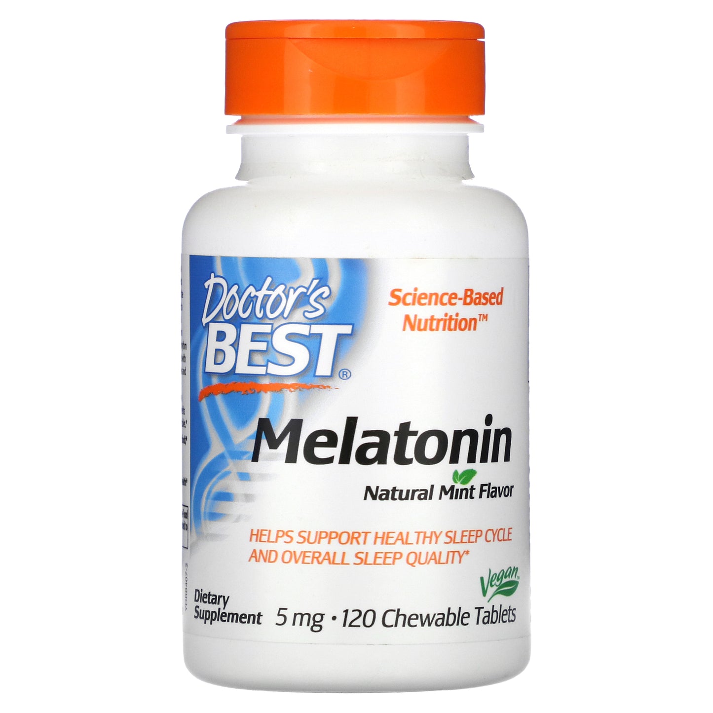 Doctor's Best Melatonin, Natural Mint, 5 mg, 120 Chewable Tablets