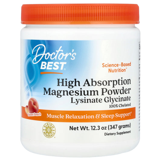Doctor's Best High Absorption Magnesium Powder, Sweet Peach, 12.3 oz (347 g)