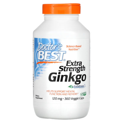 Doctor's Best Extra Strength Ginkgo, 120 mg, 360 Veggie Caps