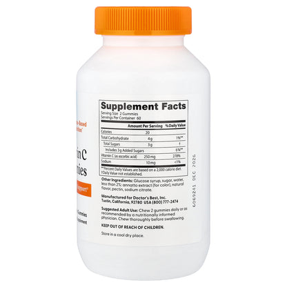 Doctor's Best Vitamin C Gummies, Orange Bliss, 125 mg, 120 Gummies