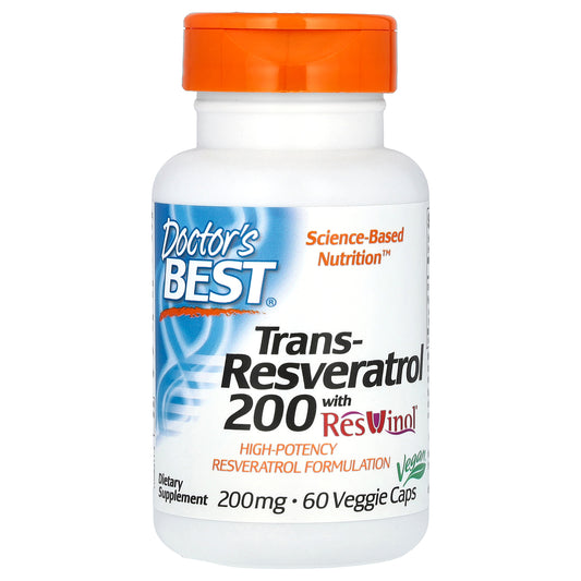 Doctor's Best Trans-Resveratrol 200  with Resvinol, 200 mg, 60 Veggie Caps