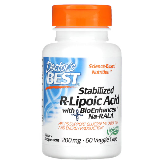 Doctor's Best Stabilized R-Lipoic Acid with BioEnhanced Na-RALA, 200 mg, 60 Veggie Caps