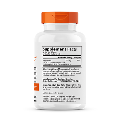 Doctor's Best High Absorption Magnesium, 200 mg Per Serving, 120 Tablets