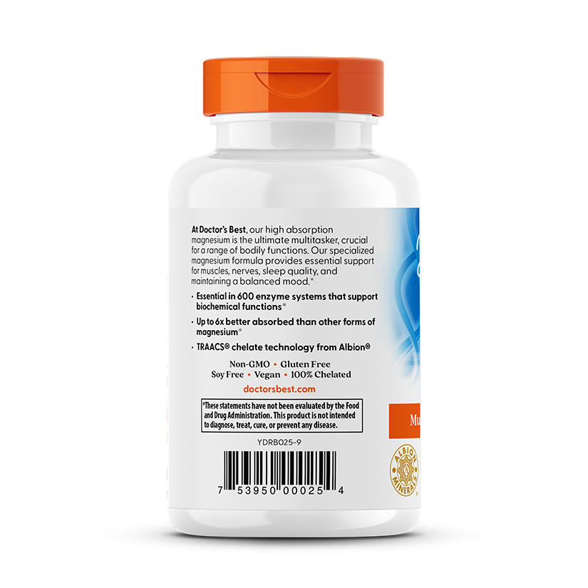 Doctor's Best High Absorption Magnesium, 100 mg, 120 Tablets