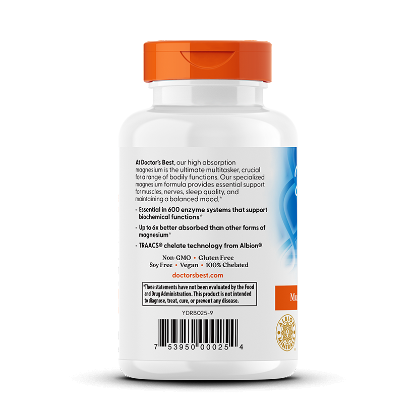 Doctor's Best High Absorption Magnesium, 100 mg, 120 Tablets