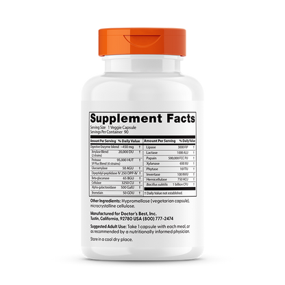 Doctor's Best Digestive Enzymes, 90 Veggie Caps
