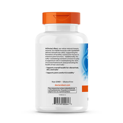 Doctor's Best MSM with OptiMSM, 3,000 mg Per Serving, 180 Capsules