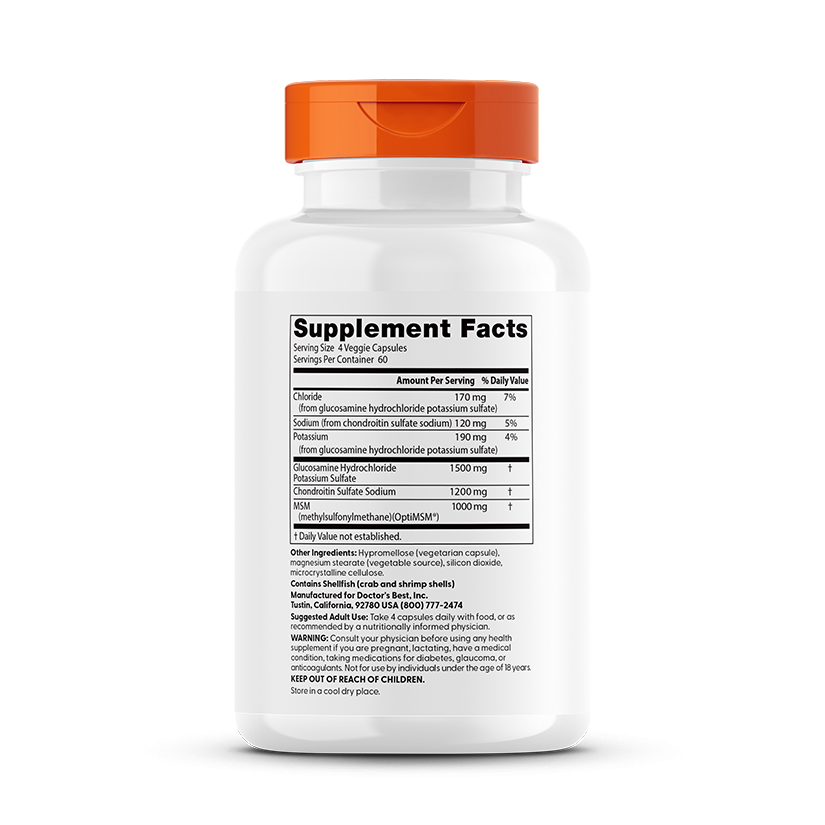 Doctor's Best Glucosamine Chondroitin MSM with OptiMSM, 240 Veggie Caps