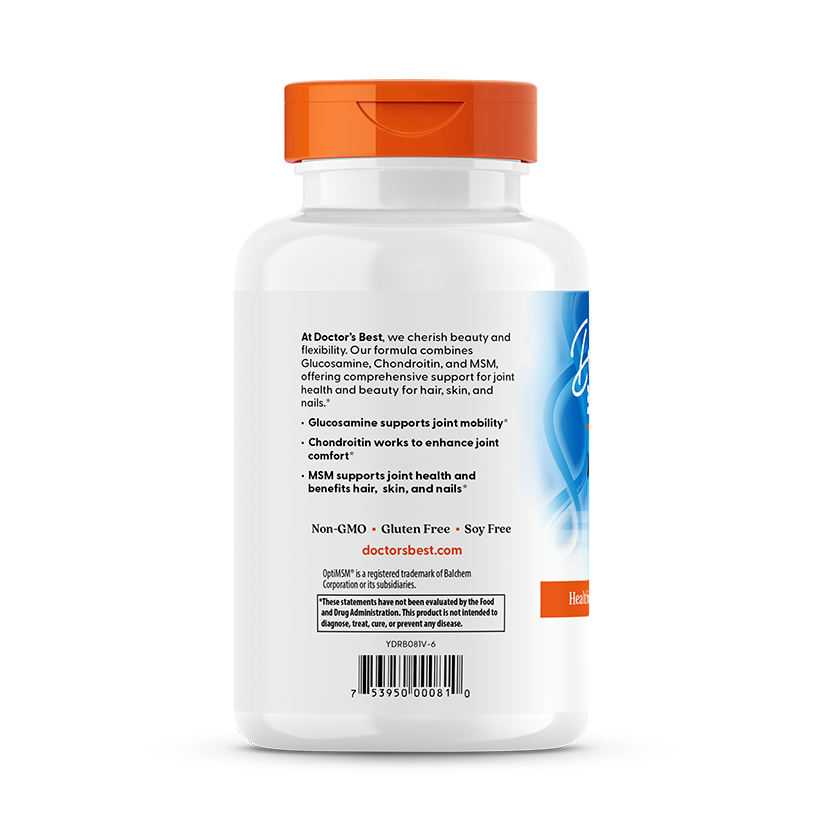Doctor's Best Glucosamine Chondroitin MSM with OptiMSM, 240 Veggie Caps