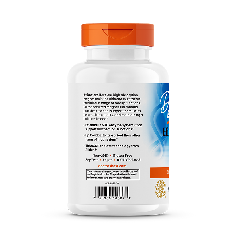 Doctor's Best High Absorption Magnesium, 200 mg Per Serving, 240 Tablets