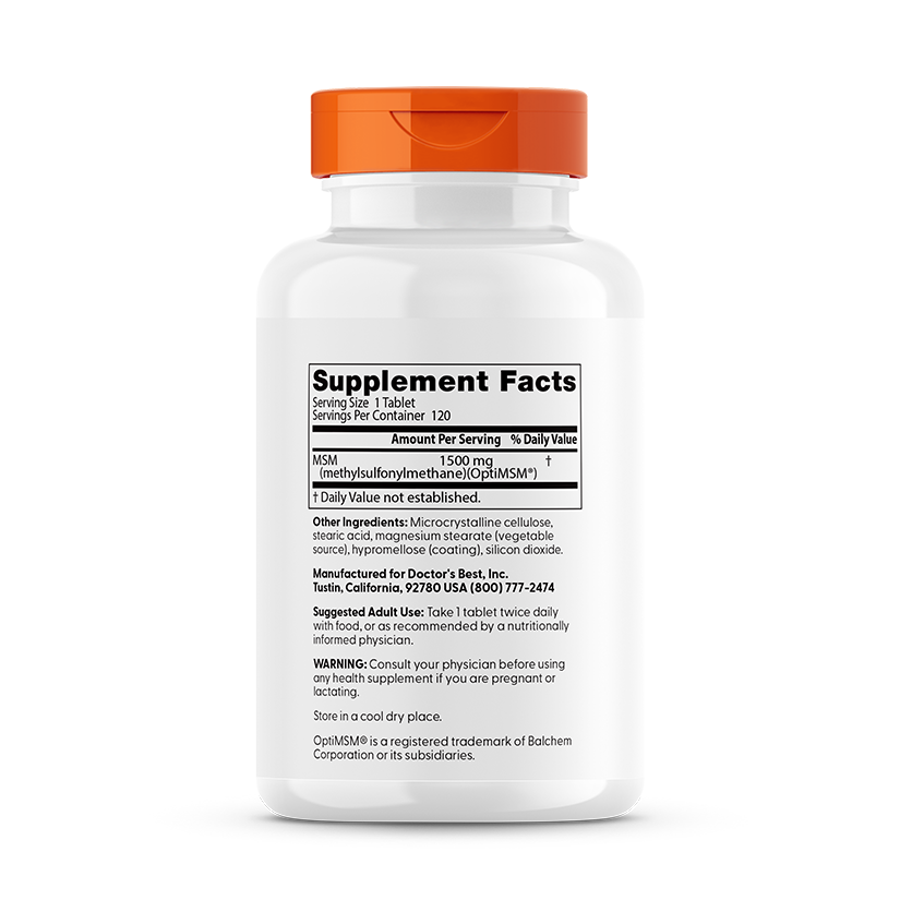 Doctor's Best MSM with OptiMSM, 1,500 mg, 120 Tablets