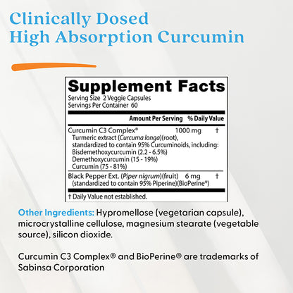 High Absorption Curcumin, 1000 mg Per Serving, 120 Capsules