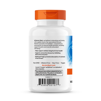Doctor's Best High Absorption Curcumin from Turmeric Root, 1000 mg Per Serving, 120 Veggie Caps