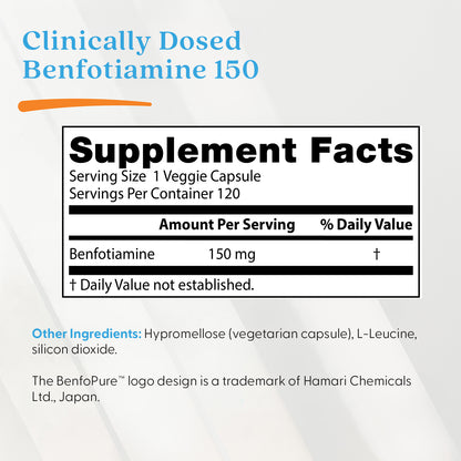 Doctor's Best Benfotiamine 150 with BenfoPure, 150 mg, 120 Veggie Caps