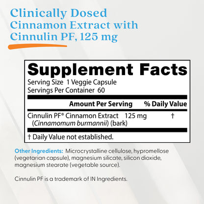 Doctor's Best Cinnamon Extract with Cinnulin PF, 125 mg, 60 Veggie Caps