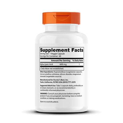 Doctor's Best Alpha-Lipoic Acid, 600 mg, 60 Veggie Caps
