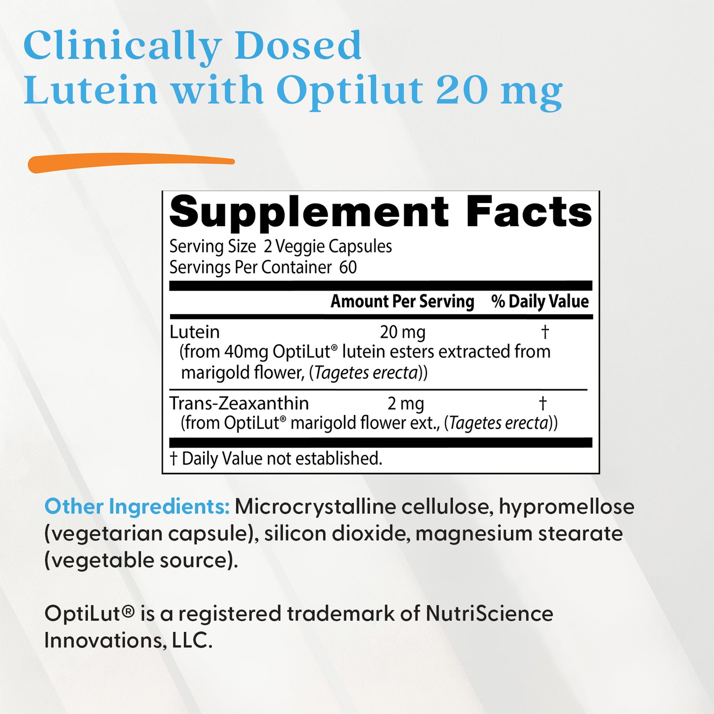Doctor's Best Lutein from OptiLut, 20 mg Per Serving, 120 Veggie Caps