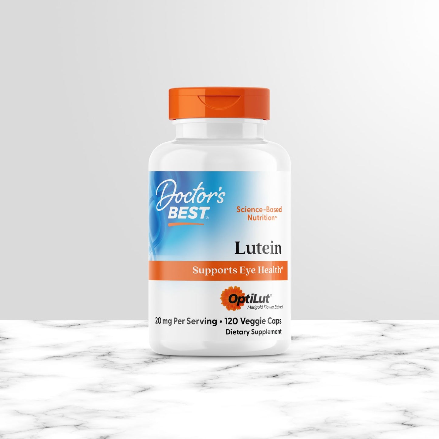 Doctor's Best Lutein from OptiLut, 20 mg Per Serving, 120 Veggie Caps