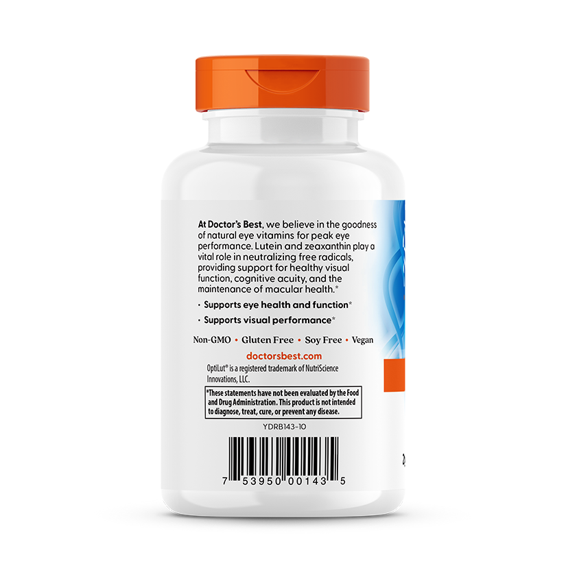 Doctor's Best Lutein from OptiLut, 20 mg Per Serving, 120 Veggie Caps
