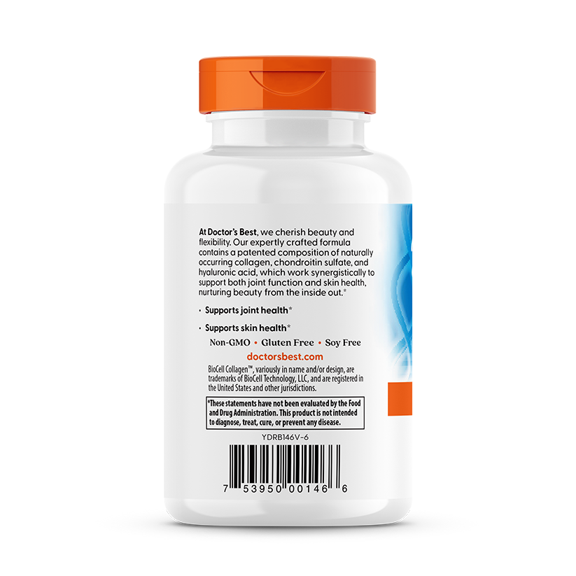 Doctor's Best Hyaluronic Acid + Chondroitin Sulfate with BioCell Collagen, 60 Veggie Caps