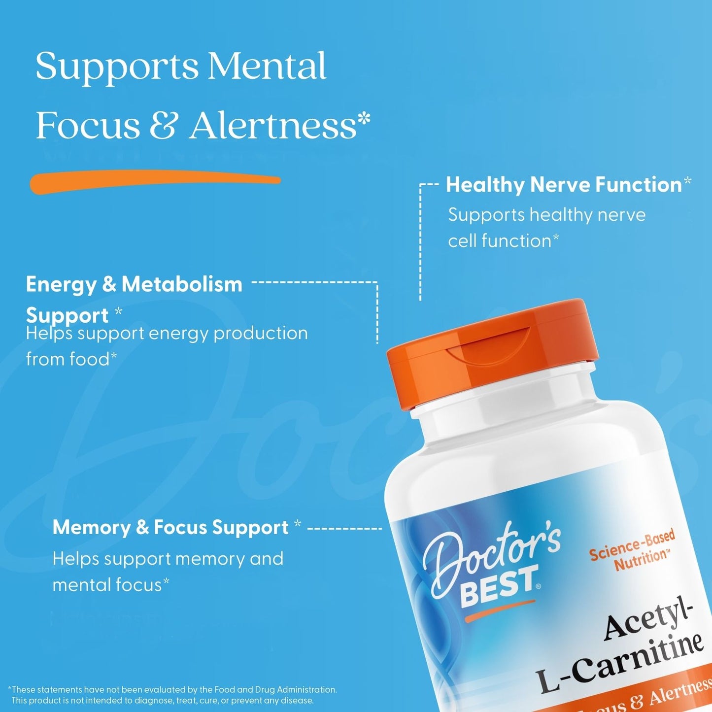 Doctor's Best Acetyl-L-Carnitine, 1000 mg Per Serving, 120 Veggie Caps