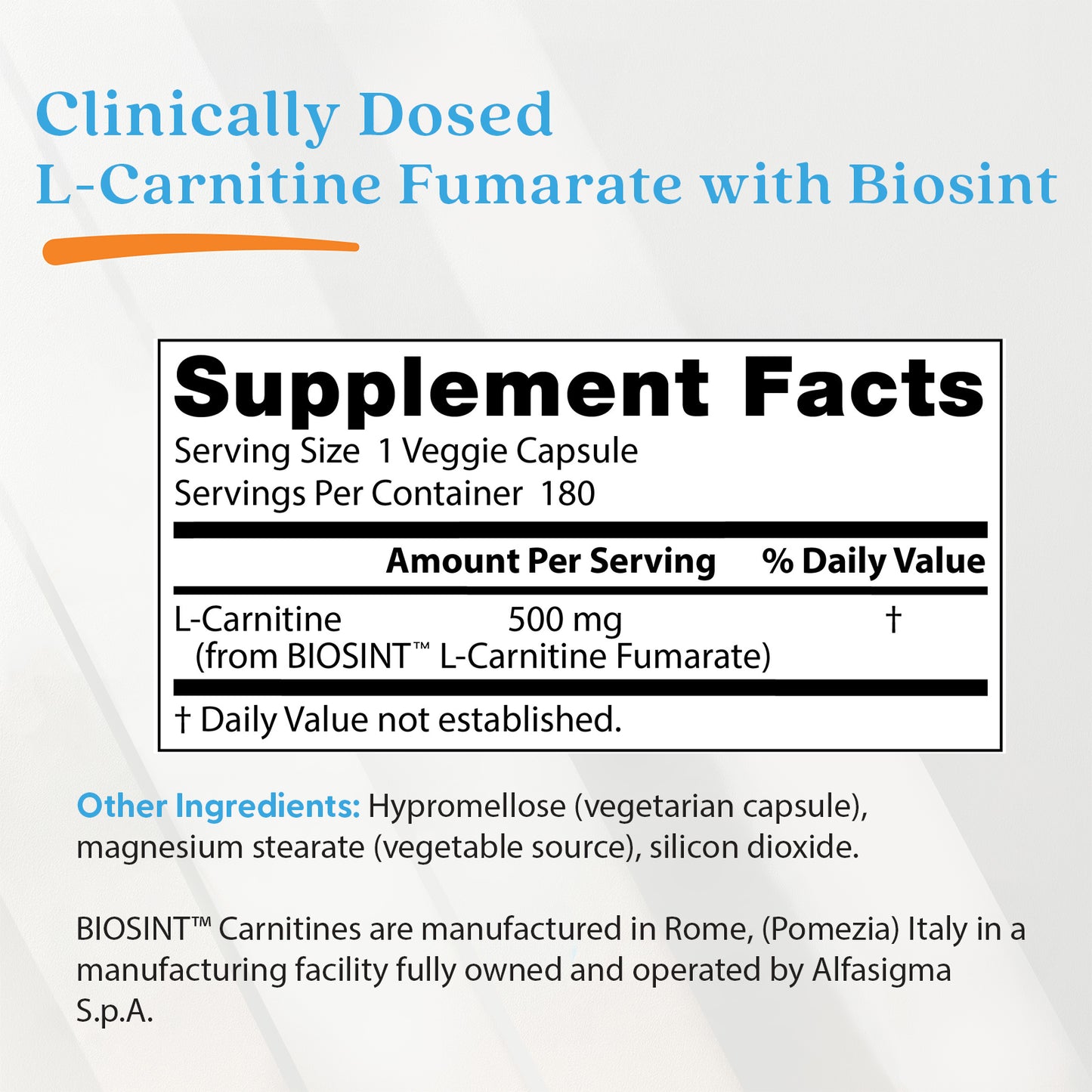 Doctor's Best L-Carnitine Fumarate with Biosint Carnitines, 855 mg, 180 Veggie Caps