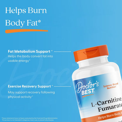 Doctor's Best L-Carnitine Fumarate with Biosint Carnitines, 855 mg, 180 Veggie Caps