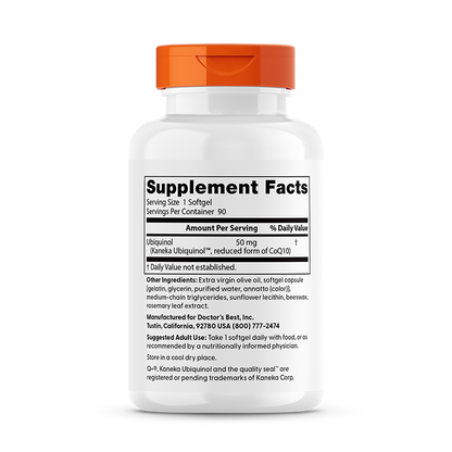 Doctor's Best Ubiquinol with Kaneka, 50 mg, 90 Softgels