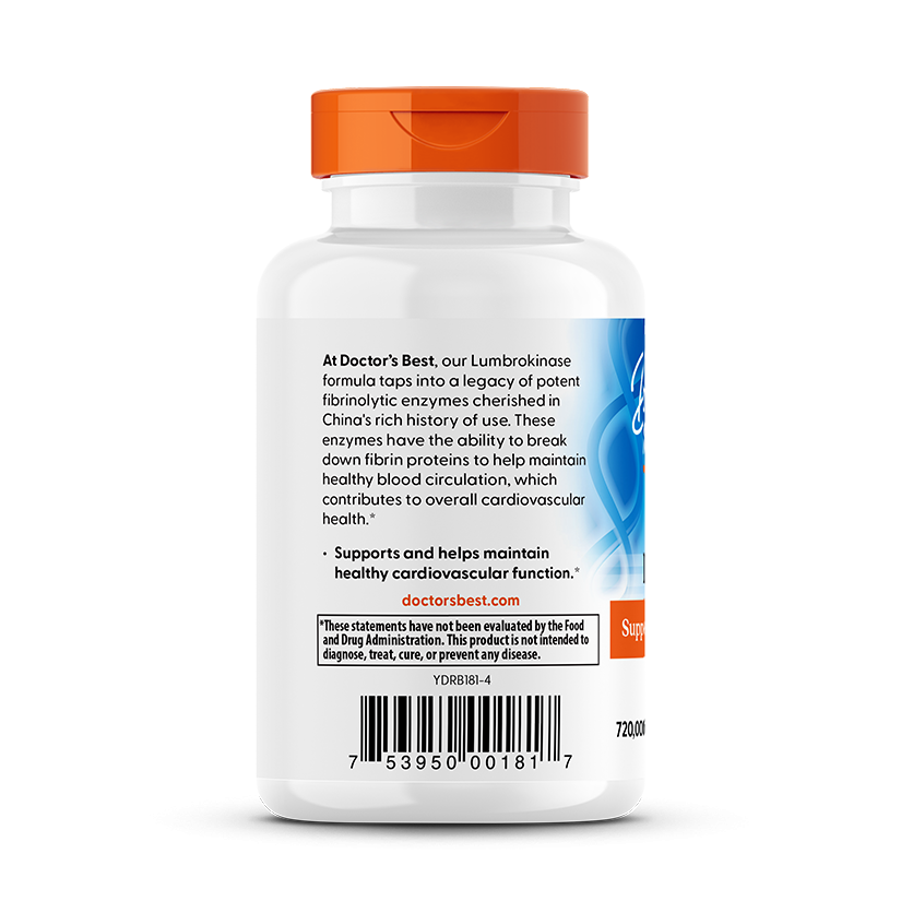 Doctor's Best Lumbrokinase, 720,000 Units Per Serving, 60 Veggie Caps