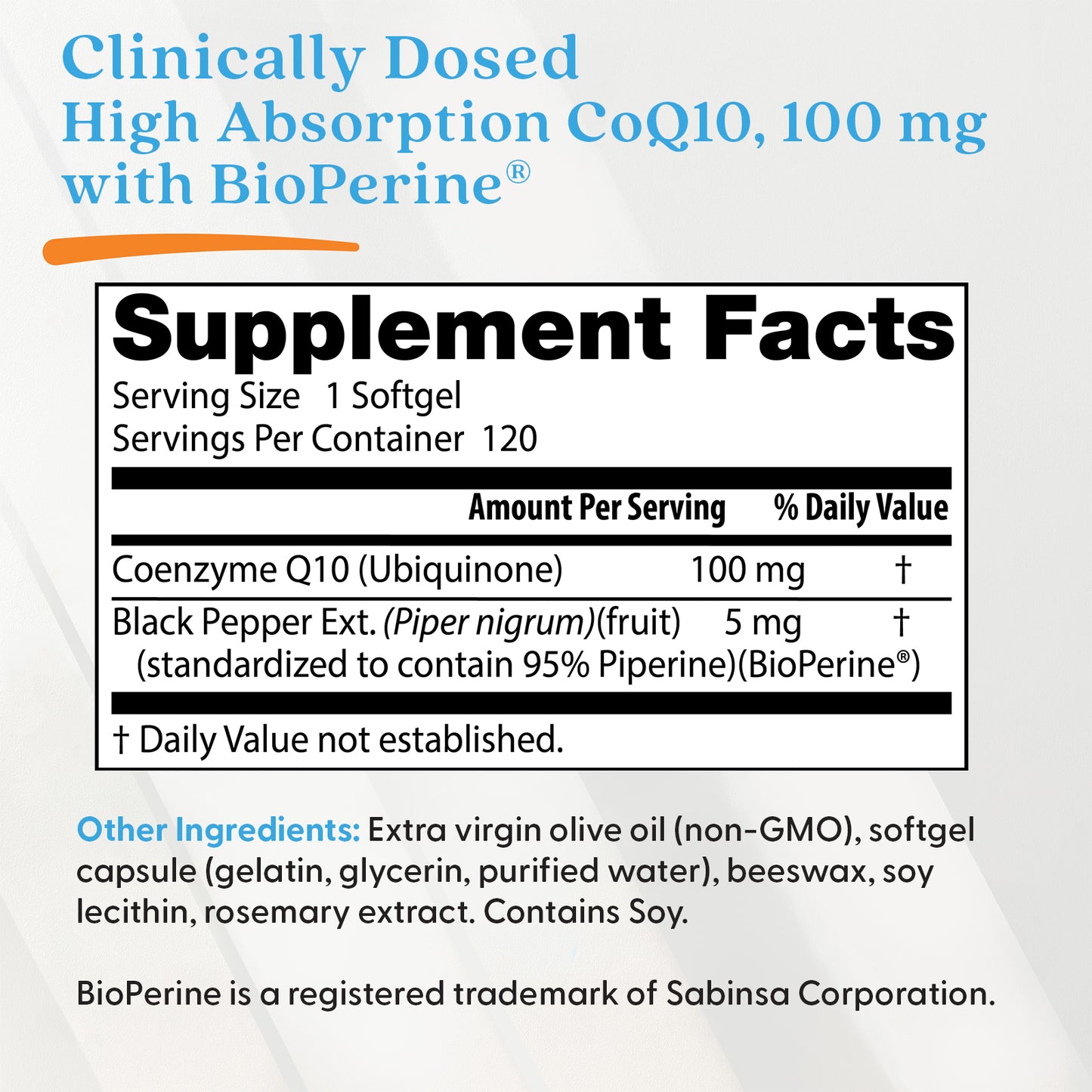 Doctor's Best High Absorption CoQ10 with BioPerine, 100 mg, 120 Softgels