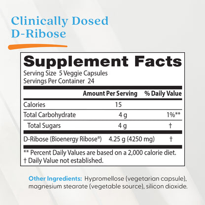 Doctor's Best D-Ribose with BioEnergy Ribose, 850 mg, 120 Veggie Caps