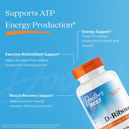 Doctor's Best D-Ribose with BioEnergy Ribose, 850 mg, 120 Veggie Caps