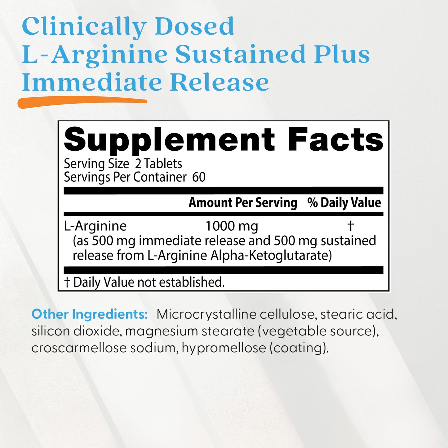 Doctor's Best L-Arginine Sustained Plus Immediate Release, 1000 mg Per Serving, 120 Bilayer Tablets