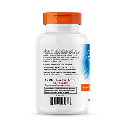 Doctor's Best Collagen Types 1 and 3 and Vitamin C, 3,000 mg Per Serving, 180 Tablets