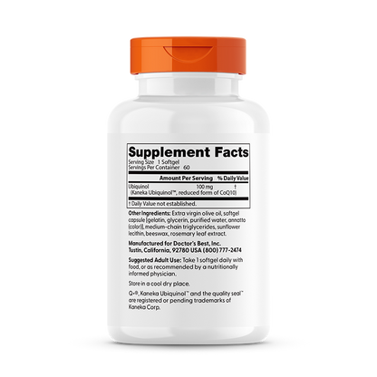 Doctor's Best Ubiquinol with Kaneka, 100 mg, 60 Softgels