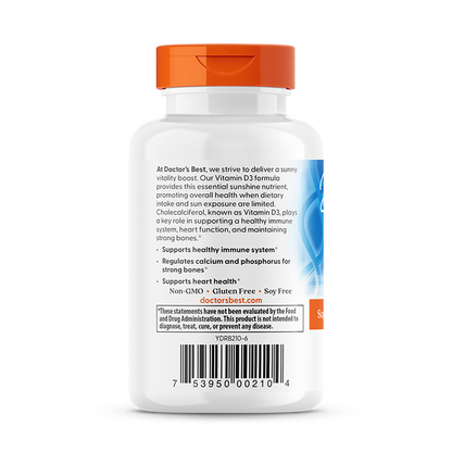Doctor's Best Vitamin D3, 50 mcg (2,000 IU), 180 Softgels