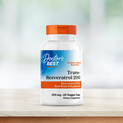 Doctor's Best Trans-Resveratrol 200  with Resvinol, 200 mg, 60 Veggie Caps