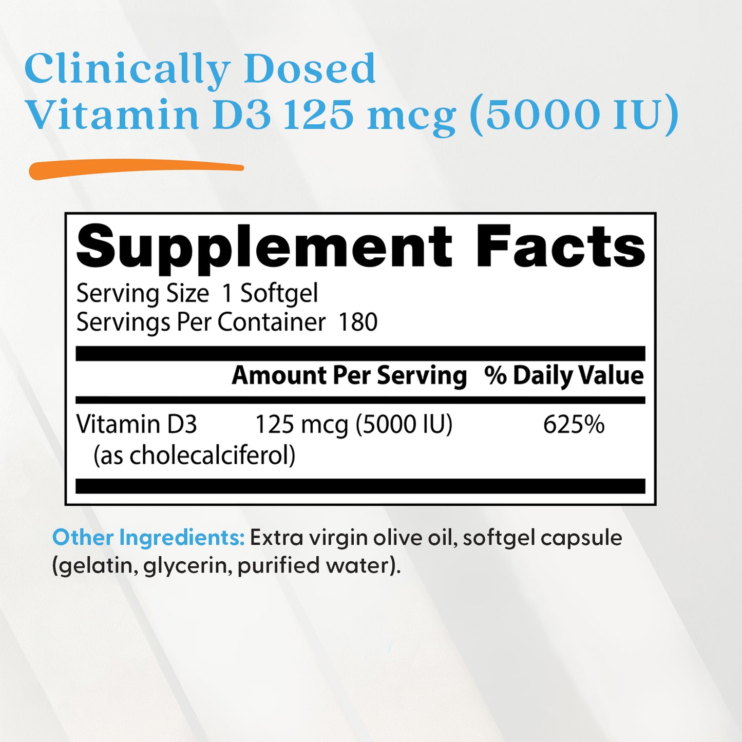 Doctor's Best Vitamin D3, 125 mcg (5,000 IU), 180 Softgels