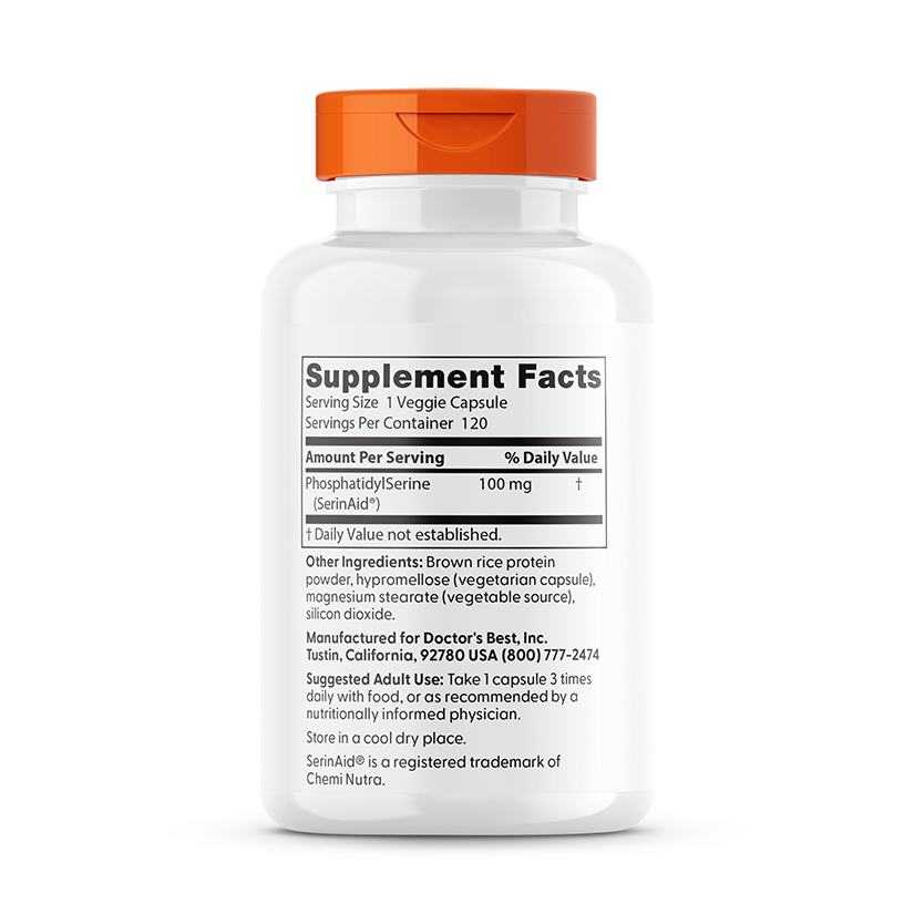 Doctor's Best Phosphatidylserine with SerinAid, 100 mg, 120 Veggie Caps