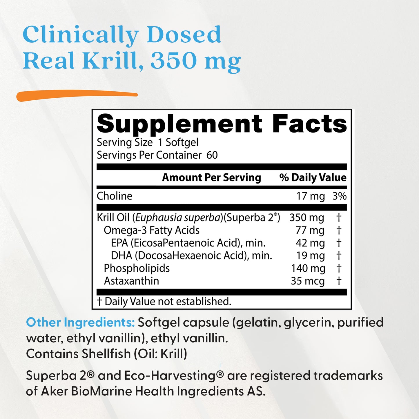 Doctor's Best Real Krill, 350 mg, 60 Softgel
