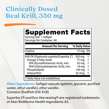 Doctor's Best Real Krill, 350 mg, 60 Softgel