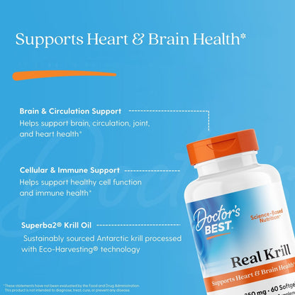 Doctor's Best Real Krill, 350 mg, 60 Softgel