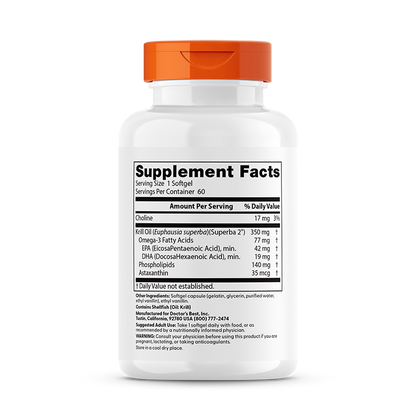 Doctor's Best Real Krill, 350 mg, 60 Softgel