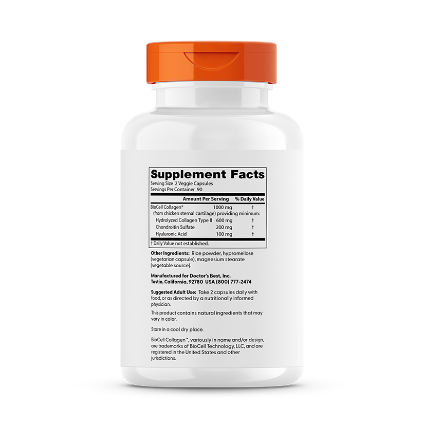 Doctor's Best Hyaluronic Acid + Chondroitin Sulfate, 180 Veggie Caps