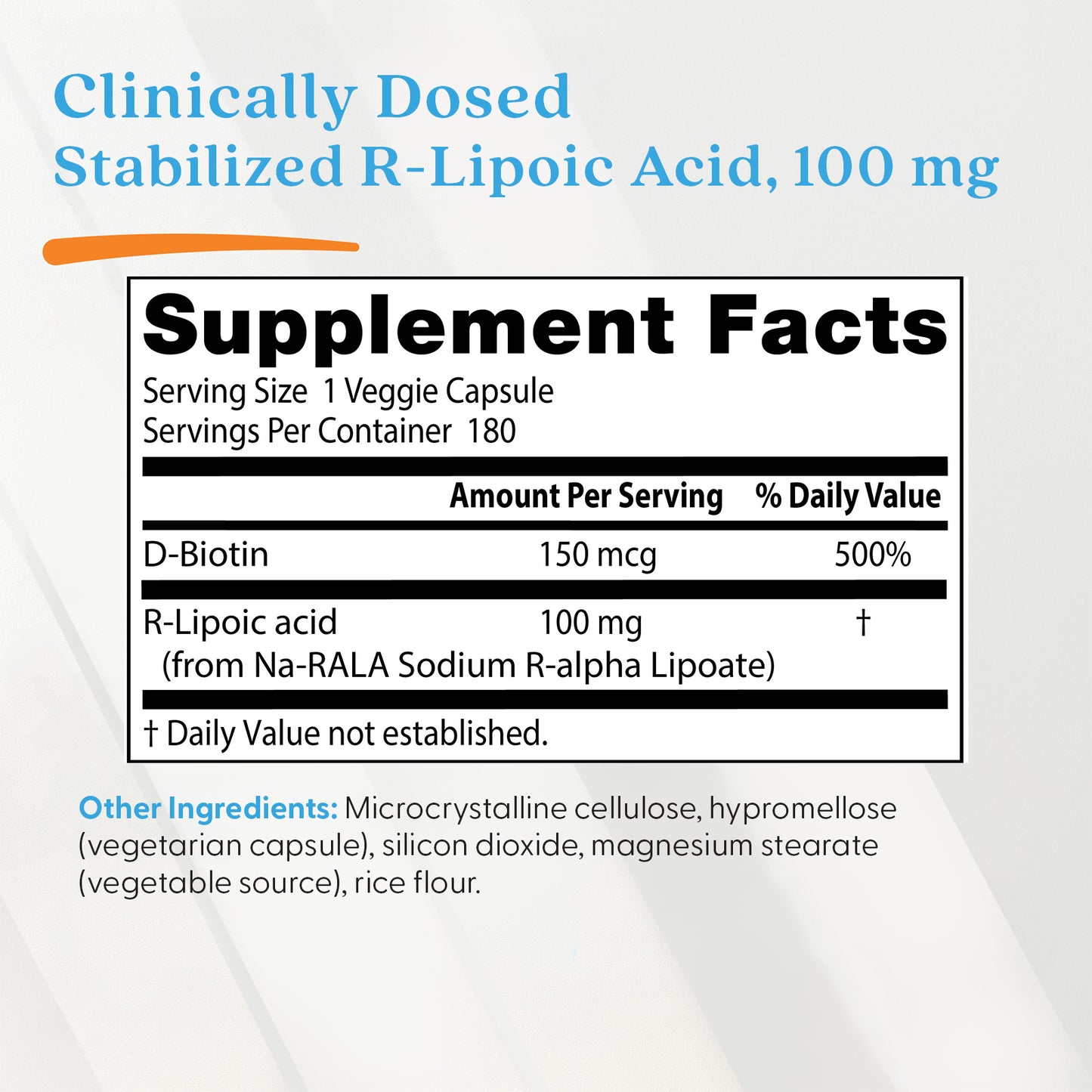 Doctor's Best Stabilized R-Lipoic Acid, 100 mg, 180 Veggie Caps