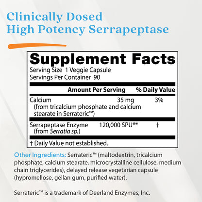 Doctor's Best High Potency Serrapeptase, 120,000 SPU, 90 Veggie Caps