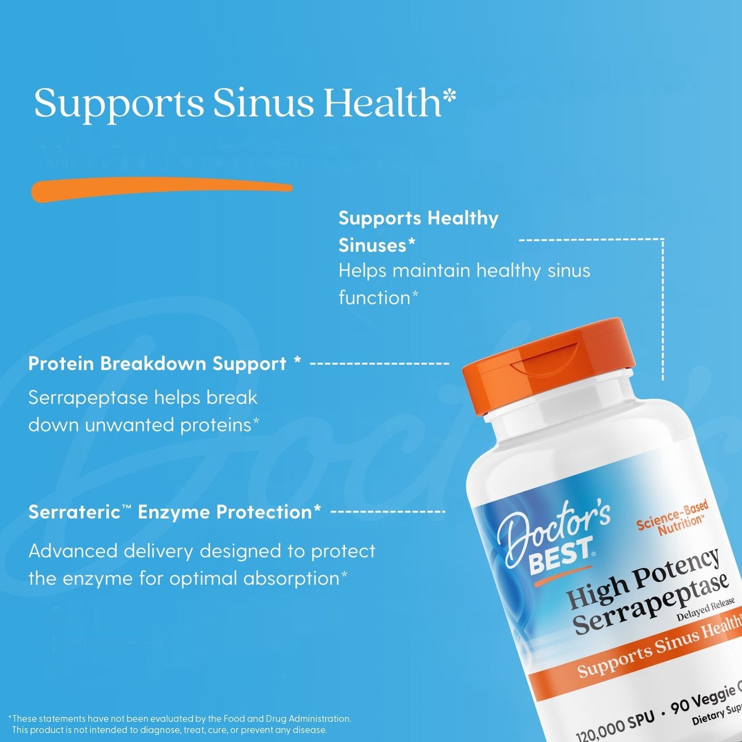 Doctor's Best High Potency Serrapeptase, 120,000 SPU, 90 Veggie Caps