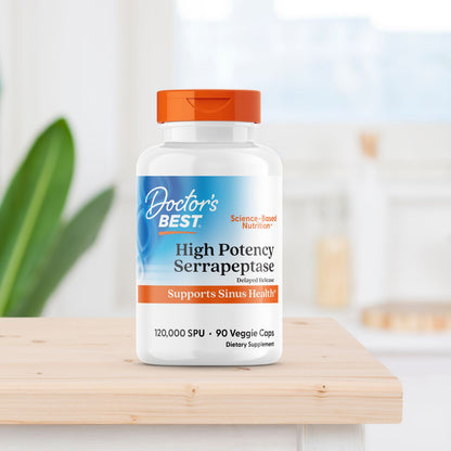 Doctor's Best High Potency Serrapeptase, 120,000 SPU, 90 Veggie Caps